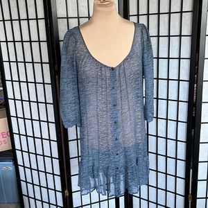 Twelfth St by Cynthia Vincent Blue Sheer Top L